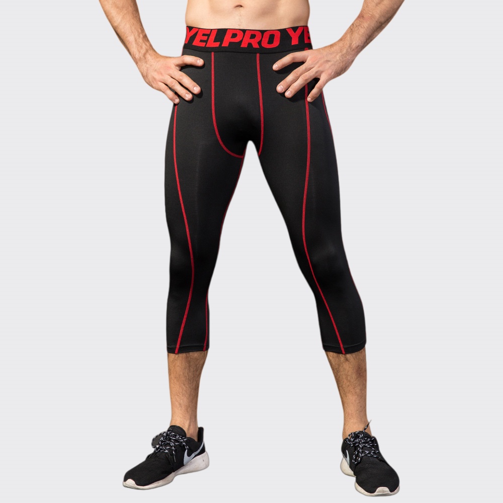 Sports Equipment Logo - بنطلون رياضي ضاغط للرجال، ملابس رياضية،