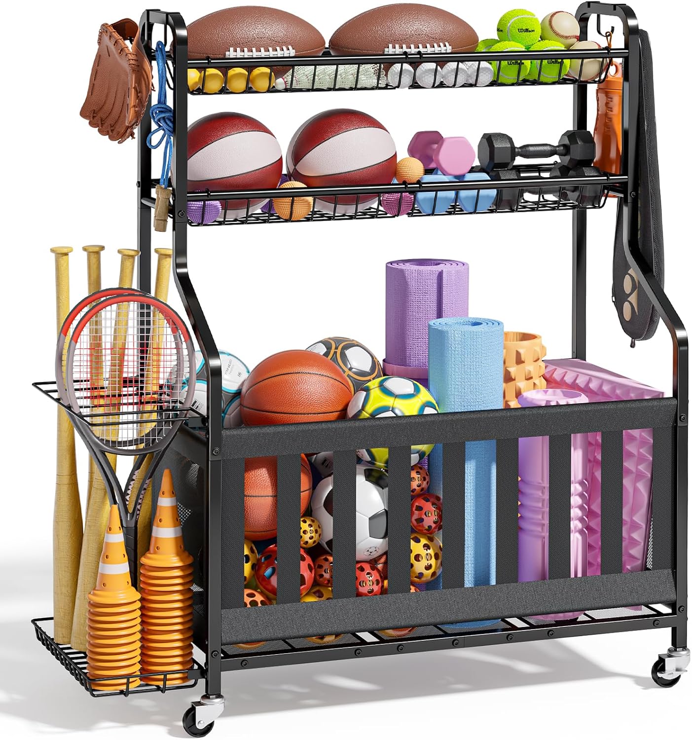 Sports Equipment Bat - منظم تخزين معدات رياضية، رف تخزين